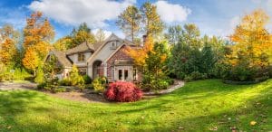 Home in fall sunshine